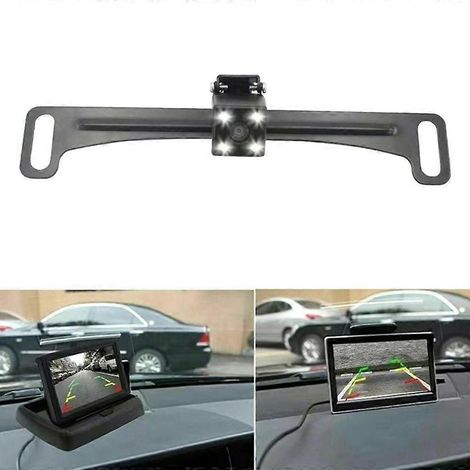 Support de fixation pour caméra de recul de voiture sur plaque d'immatriculation (1/4)