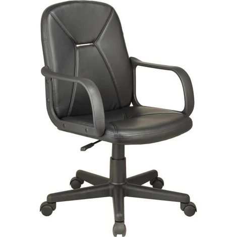 Fauteuil de bureau pivotant réglable en hauteur coloris noir - Largeur 55 x Profondeur 55 x Hauteur 87 - 97 cm - JUANIO