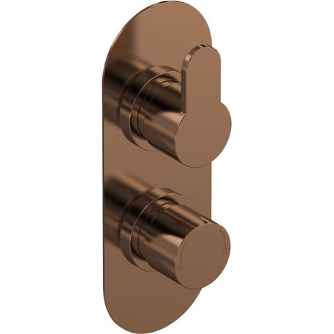 Nuie Arvan Thermostatic Concealed Shower Valve Dual Handle - Brushed Bronze
