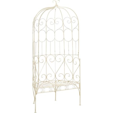 Banc de jardin 95cm Fer Blanc antique (1/5)
