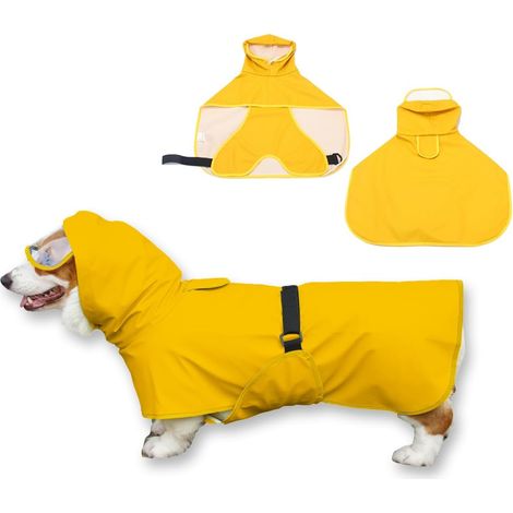 1 Manteau Chien, Capuche Transparente, Sangles Élastiques, Boutons, Pour Petits Moyens Grands Chiens