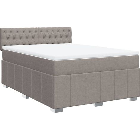 Maison Exclusive - Sommier à lattes de lit avec matelas Taupe 160x200 cm Tissu (1/5)