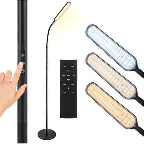 LED-Stehlampe 180 cm, Schwarz, Fernbedienung, Timer