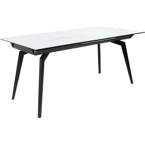 Table extensible céramique blanc 160/210 cm et métal noir - CAMILIA (1/5)