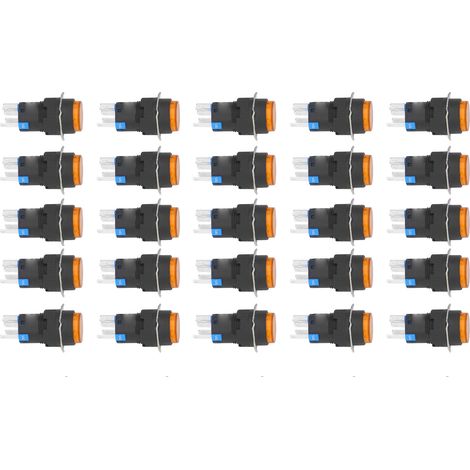 25-teiliger Drucktaster, 5-poliger 16-mm-beleuchteter 24-V-Selbstverriegelungstaster, gelbes Ausrüstungsset. (1/5)