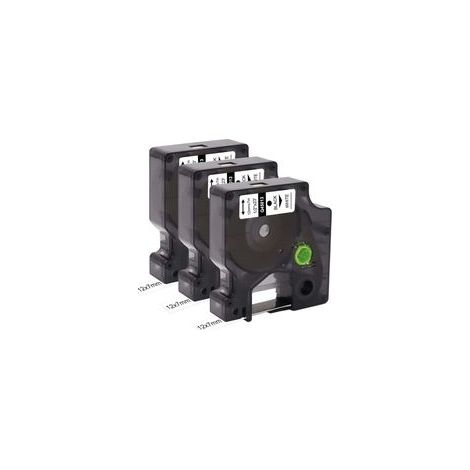 Pack Compatible Dymo D1 45013 S0720530 Ruban d'étiquettes de rechange (12 mm x 7 m) - Ruban noir sur blanc avec Dymo Label Manager 160 200 210D 280 360D 420P 450D (1/4)
