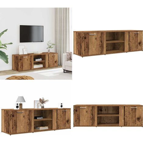 vidaXL Meuble TV vieux bois 120x34x37 cm bois d'ingénierie (1/5)