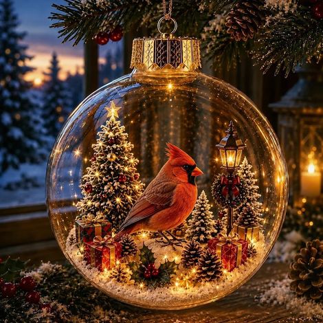 Nouvelle décoration de Noël portable en cristal avec des animaux -- Boule de cristal de Noël - D --