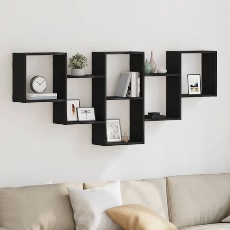 Wandregal Schwarz Eichen-Optik 159x18x66 cm Holzwerkstoff (1/5)