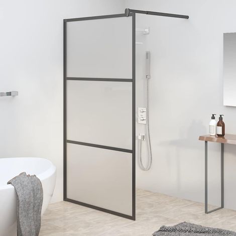 Paroi de douche pour douche à l'italienne 100 x 195 cm en verre trempé de sécurité noir dépoli (1/5)