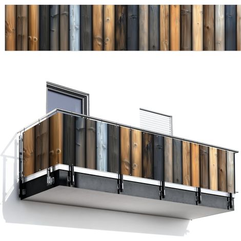 BRISE-VUE POUR BALCON Bois - Planches - Mixte 500x100 cm (1/4)