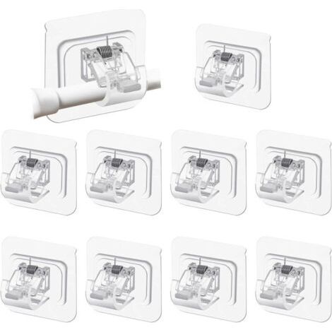 40 Pièces Support Tringle Rideaux Sans Percage, Accroche Rideau Adhesif, Supports de Tringle Auto-Adhésifs Transparent pour Tringles à Rideaux, Barres à Serviettes, Salles de Bains, Cuisines (1/4)
