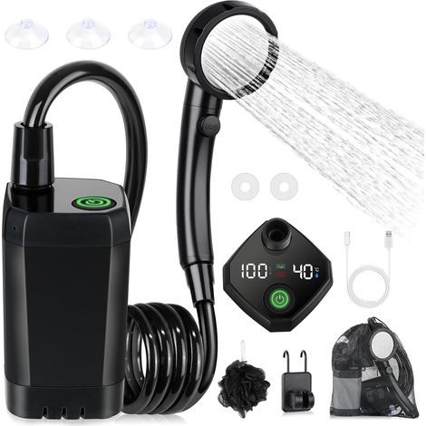 Portable Shower for Camping,6000mAh with Intelligent LED Display, 4 Spray Modes, IPX7 Waterproof Outdoor Camp Pump (1/5)