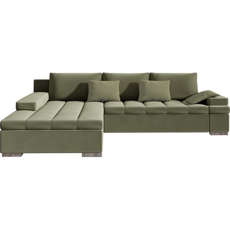 Sofá rinconero Comfivo Olivetum, Magic Velvet 2243, Función de descanso, Almacenaje, 310x175x83cm, 0