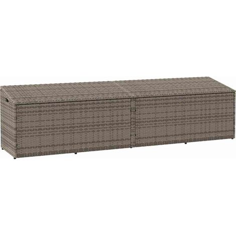 Garten-Auflagenbox Grau 220x50x58 cm Poly Rattan