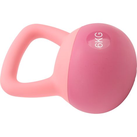 kg schwere, pfirsichrosa Kettlebell für Krafttraining und Fitness zu Hause. Weiches PVC-Gewicht. (1/5)