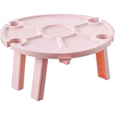 Table Pliante Portative Extérieure Verre À Vin Casier À Vin Table De Pique-Nique Table À Vin De Plage-Pink