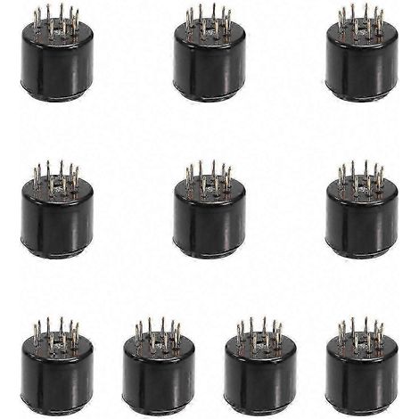 Lot de 10 supports tube 9 broches testeur adaptateur pour 6DJ8, 12AX7, 6922, ECC83 - connecteur femelle à souder, évaluateur de lampe audio, pièce de rechange. (1/5)