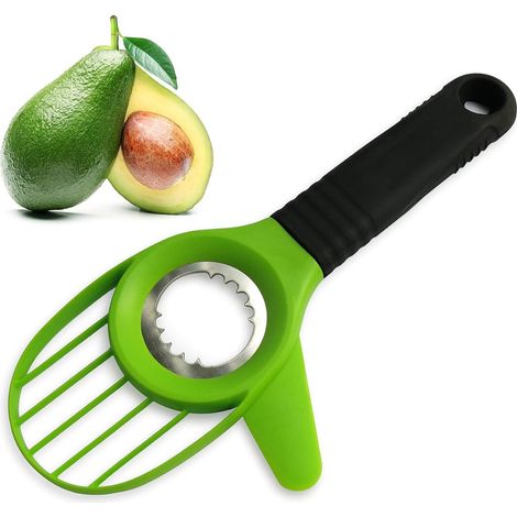 Outil pour couper les avocats - Trancheuse à avocat 3 en 1 - Trancheuse à avocat avec lame intégrée - Dénoyauteur pour retirer facilement le noyau (1/4)