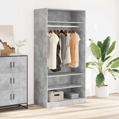 Kleiderschrank Betongrau 100x50x200 cm Holzwerkstoff