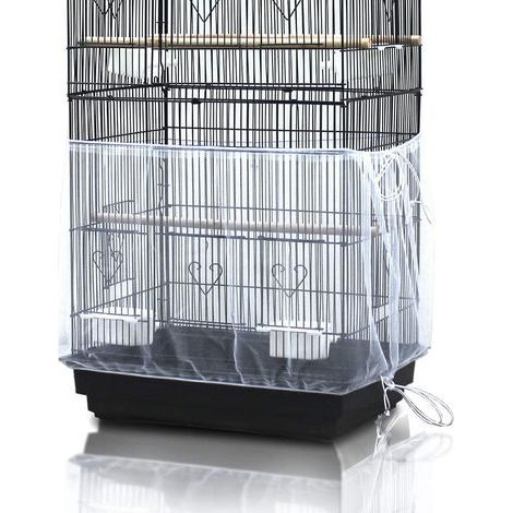 Couverture universelle pour cage à oiseaux, attrape-graines, jupe pour cage à perroquets - blanche (cage à oiseaux non incluse) Housse de cage (1/4)
