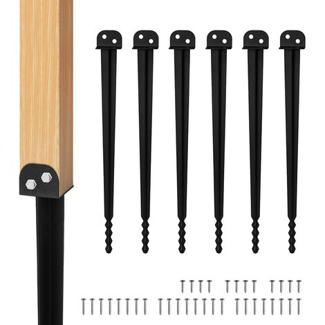 Randaco 6 piezas soporte para poste para clavar 700 mm, fijación robusta para postes de madera cuadrada
