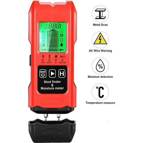 Detector digital 7 en 1 para obras de construcción, detector de metales para cables eléctricos, detector de materiales de pared (madera y metal). (1/4)
