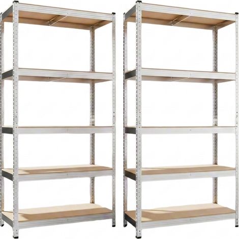Lot de 2 rayonnages 5 niveaux 180 x 90 x 40 cm – Capacité 875 kg – Cadre acier renforcé – Panneaux MDF (1/5)