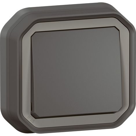 Legrand - Interrupteur ou va-et-vient Plexo complet encastré avec griffes - Anthracite (1/4)