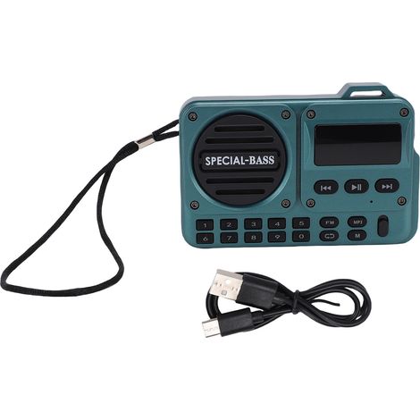 Radio d'urgence portable avec haut-parleur Bluetooth 5.4 USB radio FM pour intérieur extérieur voyage camping bleu vert (1/5)