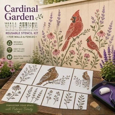 New Reusable DIY Kit for Walls - Reusable Wall DIY Kit with DIY Printing Templates - Red Dress -