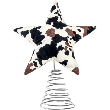 Tree Topper - Iron Pentagram With Cow Pattern - For Christmas Tree Decoration - Modern Scandinavian Style - 1 Piece (1/5)