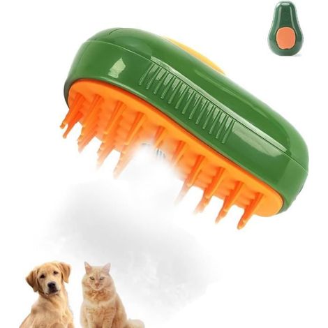 Brosse Chat Vapeur, 3 en 1 Brosse Chat Vapeur Brosse Vapeur Chat, Massage Beauté et épilation Multifonction Brosse Vapeur pour Chat (1/4)