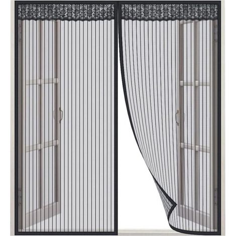 Mosquitera magnética para puerta de ventana, 130 x 150 cm, cierre automático, color negro (1/4)