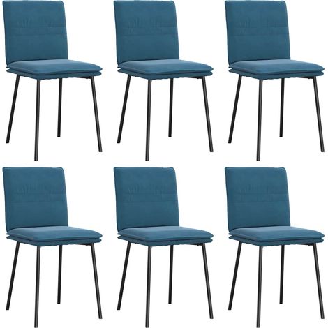 Maison Exclusive - Esszimmerstühle 6 Stk. Blau Samt