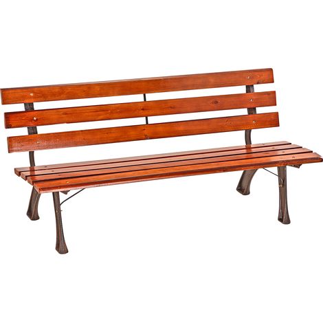 Parkbank Gartenbank Garten Bank Vollholz mahagoniefarben Gusseisen 150x59x70,5cm (1/5)