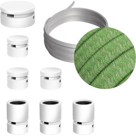 Sistema Filé Linear Kit - con cavo di 5 m per catenaria e 7 componenti in legno verniciato bianco per interni