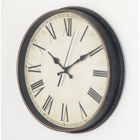 30cmHorloge murale chiffres romains Art Vintage Horloge or brossé (1/5)