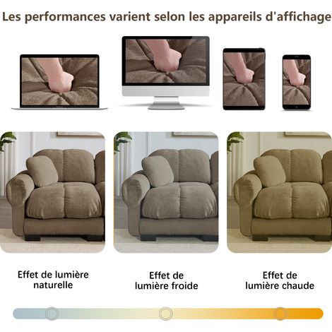 Canapé d angle modulable 4 places marron en chenille avec méridienne mobile et dossier ergonomique pour salon et salle de séjour (1/5)