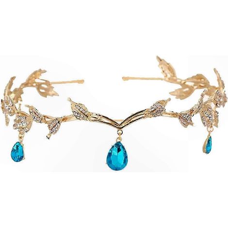 Strass-Blatt-Tiara für Damen, Vintage-Haarreif aus Legierung, Retro-Prinzessinnen-Brautkrone, Kristall-Haarschmuck für die Hochzeit (1/5)