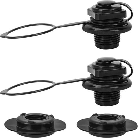 (24 mm) Bouchons spirales de valve d’air pour bateau gonflable, gonflage à sens unique, remplacement pour kayak de pêche, canoë, lit, bouée tractée, bouchon Boston, noir (2/pack)