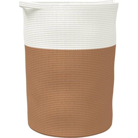 Panier de rangement marron et blanc Ø49x65 cm coton CFW837683 (1/5)