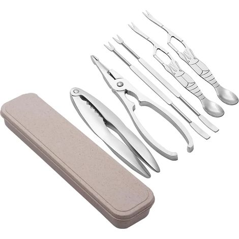 Ensemble de 6 casse-noix, casse-noix en acier inoxydable pour noix et noisettes, casse-noix en zinc moulé sous pression avec fourchettes, casse-noix professionnel adapté aux noix et aux crustacés - ar (1/5)