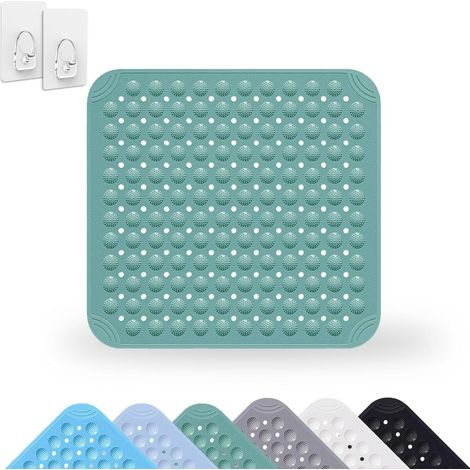 1 - Tapis De Douche - Tapis De Bain - Antidérapant En Pvc Lavable Machine Pour Salle De Bain Et Sauna Vert Foncé 48x48cm