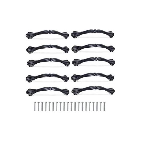 10pcs Poignee de Meuble Cuisine Noir 128mm Poignee Tiroir Metal Bouton de Meuble en Alliage d'aluminium avec 20pcs Vis pour Placard Armoire Cuisine (1/5)