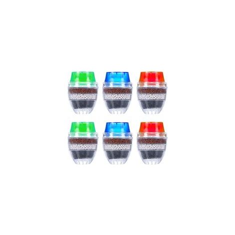 Filtre eau Robinet à Charbon Actif, 6 Pièces Purificateur Mini Water Filtre Robinet pour Cuisine Water Filter, Qualité Universel Filtre Anti Calcaire eau Robinet Rond pour Kitchen (5 Layer Filtration)