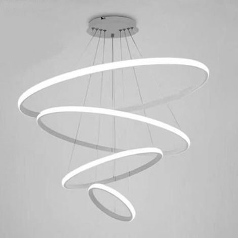 TrAdE Shop Traesio - Lampadario Sospeso Led 120w 4 Cerchi Pendente Rotondo Anelli Bianco Luce 6500k 50316 - (1/5)