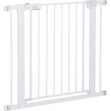 Cancelletto Sicurezza Regolabile per Cani 75-96 cm in Acciaio e Plastica Bianco (1/5)
