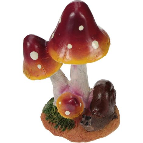 Statue de champignon escargot en résine, compatible avec la décoration d'aquarium (1/5)