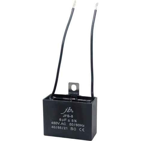 Condensador Trabajo Motor 6uf 450vac Con Cables Fijación Tornillo 47x22x35mm Jb Jfs8a6605j